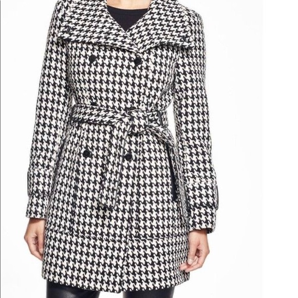 Women’s Calvin Klein houndstooth wool trench coat - Picture 1 of 8
